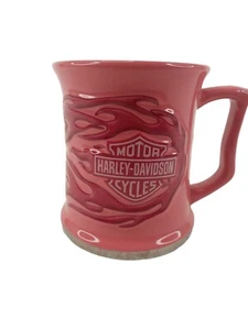 Harley Davidson Motorcycles Mauve Pink Flames Coffee Mug Tea Cup Russ Berrie 09 - Picture 1 of 12