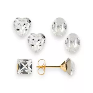 Studex Sensitive 6mm Crystal Shape Gold Plated Stud Earrings - Hypo-Allergenic - Picture 1 of 8