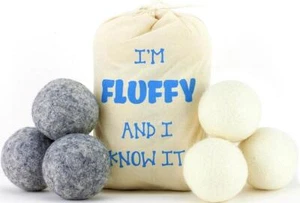 6pk Feeling Fluffy Natural New Zealand Wool XL 3" Dryer Balls White FAST! A87 - Picture 1 of 1