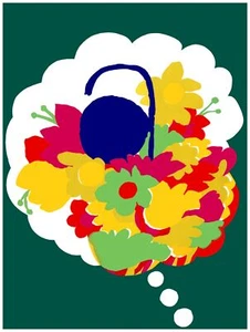 Wall Decor Poster.Fine Graphic Art Design.Thinking of Flowers.Room Home art.303 - Picture 1 of 1