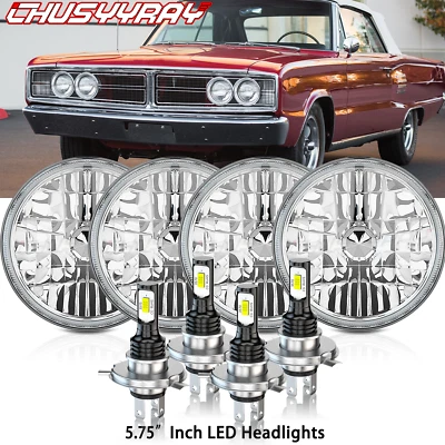 For Chrysler Valiant 2.2L 3.7L 1975-1983 4PCS 5.75" 5-3/4" 6000k LED Headlights - image 1 of 4