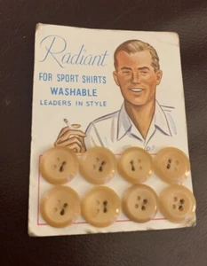 8 Vtg Radiant Butterscotch Shirt Buttons Original Card Graphic Sport Golf 1/2”D - Picture 1 of 2