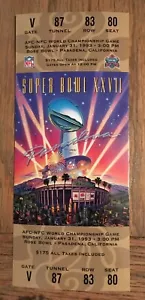 NFL SUPER BOWL XXVII RÉPLICA TALÓN DE BOLETO DALLAS COWBOYS 1993 AIKMAN ROSE BOWL - Imagen 1 de 2