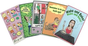 Humorous Stoner 420 Cannabis Themed 5" x 7" Pack of 10 Greeting Note Cards - Picture 1 of 6