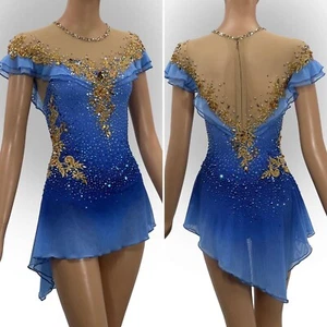 Vestido de competición de patinaje artístico sobre hielo disfraz de gimnasia baile vestido teñido - Imagen 1 de 7