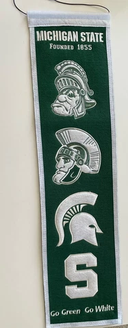 Winning Streak NCAA Michigan State Spartans Genuine Wool College Team Banner 32” Cover