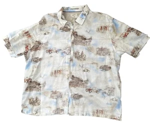 Tasso Elba Island Mens Shirt 2XL Linen Blend Hawaiian Short Sleeve Button Up - Picture 1 of 2