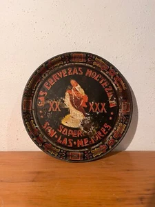 Antique Mexican Moctezuma Brewery Beer tin tray Moctezuma's Daughter Superior 6" - Picture 1 of 7
