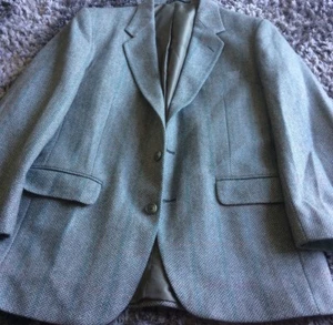 GREENWOODS GREY & GREEN WOOL HERRING BONE JACKET 42” Chest - Picture 1 of 6