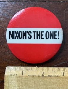 Botón de campaña "Nixon's The One", presidencial, pinback, Adcraft, Chicago - Imagen 1 de 2