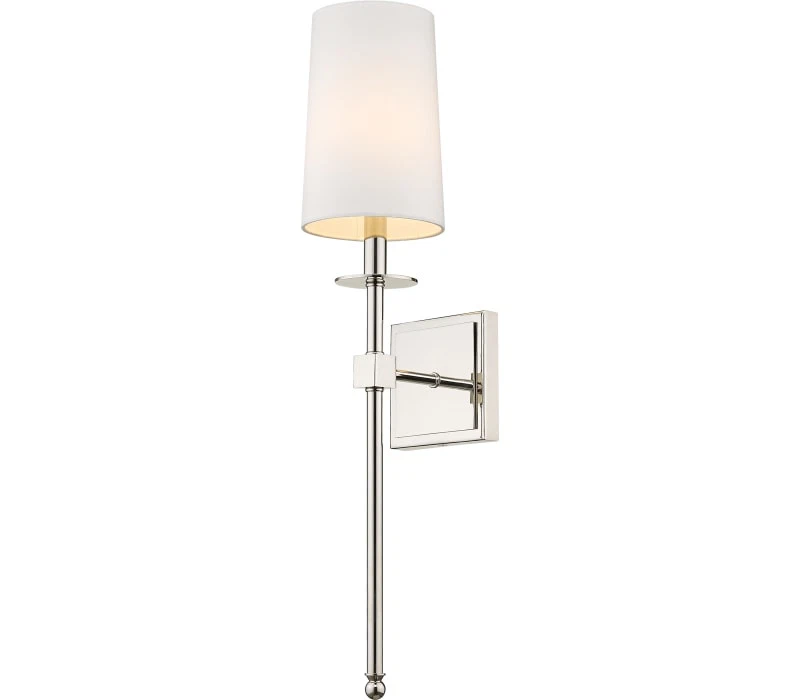Z-Lite 811-1S-PN Camila Wall Sconce, 1-Light 60 Watts, Polished Nickel