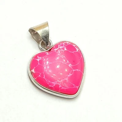 Regalo para ella Colgante Corazón Piedras Preciosas Larimar Chapado en Plata de Ley 925 Joyería Foto 1 de 4