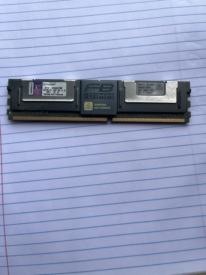 Lot of 4 – Kingston 4GB DDR2-667MHz PC2-5300F ECC FB-DIMM KTC-W5587/4G 2Rx4 - Image 1 of 1