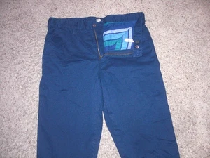 LANDS' END blue cotton FLANNEL LINED Flat Front PANTS measures 34x29 - Picture 1 of 3