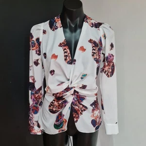 Women's size 6 'SHEIKE' Gorgeous multicoloured long sleeve twist top blouse- EUC - Picture 1 of 8