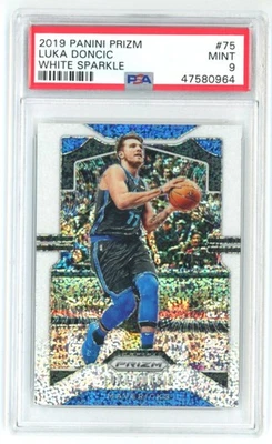 Luka Doncic Panini Prizm #75 2019-20 White Sparkle SSP segundo año PSA 9 ¡Como nuevo!! Foto 1 de 2