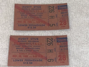 BRUCE SPRINGSTEEN 2 KONZERT TICKET STUBS 1980 NEW YORK NASSAU COLISEUM Ephemera - Bild 1 von 9
