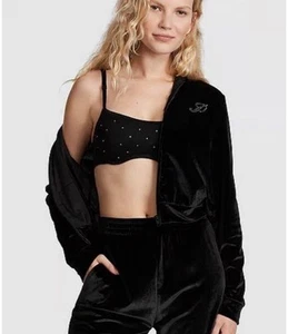 Set tuta Pink by Victoria’s Secret nero velluto bling Y2K taglia LG/XL - Foto 1 di 6