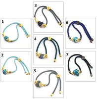 Natural Rough Turquoise Sapphire 24k Yellow Gold Plated Nylon Rope Bracelet