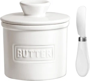 ADIVEE Butter Crock with Spreader, Porcelain French Butter Keeper with Water ... - Picture 1 of 13