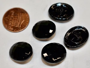 DE COLECCIÓN 5 BOTONES DE CÚPULA ALTA FACETADOS FACETADOS OVALADOS NEGROS 14 X 18 mm vástago automático - Imagen 1 de 2