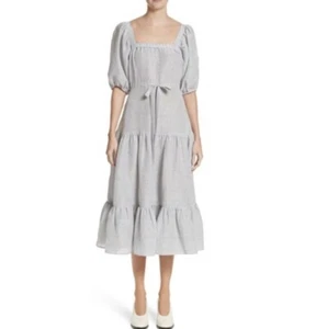 CO. Robe midi à col carré lin italien soie à plusieurs niveaux taille L 695,00 $ - Photo 1/19