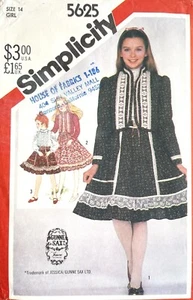 Falda, blusa, chaqueta Gunne Sax de 1980 Simplicity para niñas patrón 5625 talla 14 UNC - Imagen 1 de 2