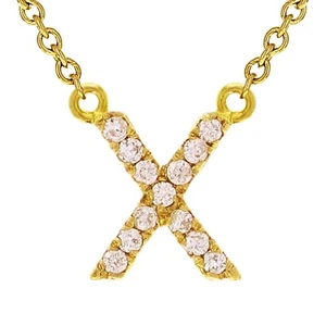 14k Gelb Weiß oder Rotgold Diamant Anfangsbuchstabe X Anhänger Halskette 18" - Bild 1 von 18