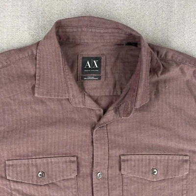 A/X Armani Exchange Dress Shirt Mens Large Slim Fitted Casual Button Stripe - Image 1 of 4