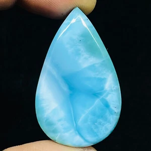 73.30 Cts Natural Larimar 42x26mm Pear Loose Pendant Size Huge Cabochon Gemstone - Picture 1 of 9