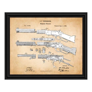 Winchester Wall Art, Framed Patent Print of Winchester Rifle - Picture 1 of 10