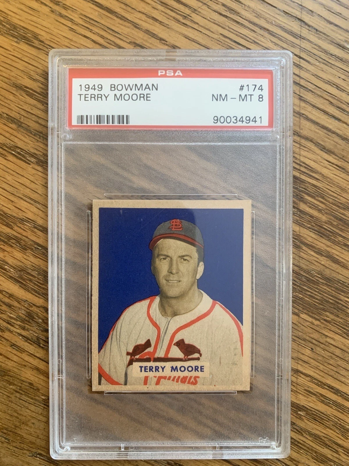 1949 Bowman Terry Moore #174 *Cardinals* PSA 8