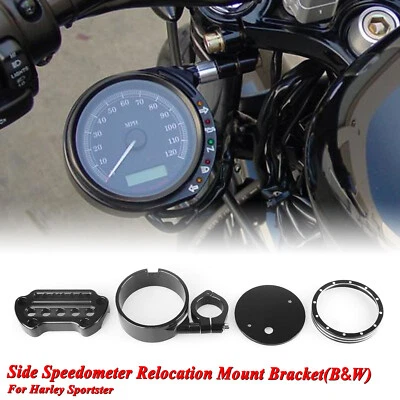 Motorcycle Blk White Side Speedometer Relocation Mount Fit For Harley Sportster - Imagem 1 de 4