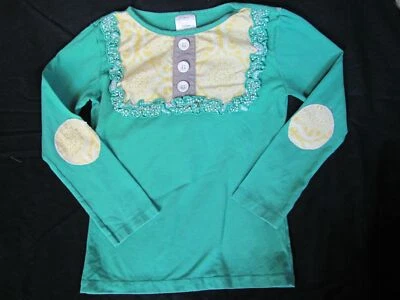 Top Persnickety Verde Amarillo Marrón Tejido Floral Manga Larga Talla 8 Foto 1 de 3