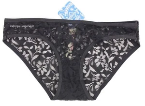 NWT Free People OB1104629 "Petra" Low Rise Burn-Out Mesh Bikini Black (0010 - Picture 1 of 5