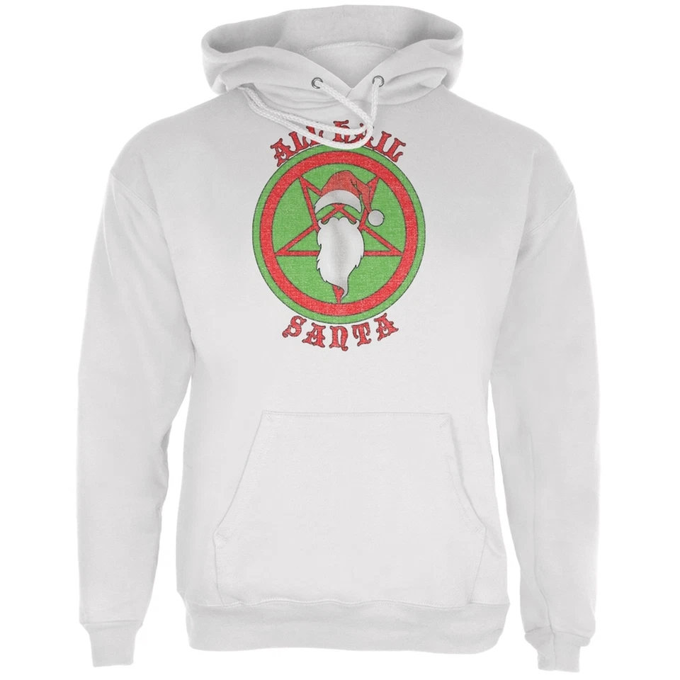 Sudadera con capucha blanca divertida de Navidad All Hail Santa para adultos Foto 1 de 1