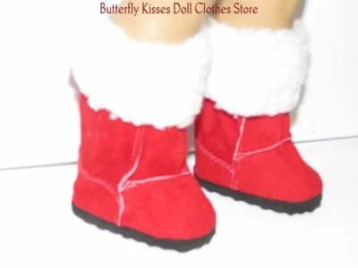 Botas rojas con ribete de piel roja para niñas de 18 pulgadas Foto 1 de 2
