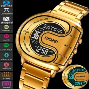 Orologio da Polso Digitale Classico Business Acciaio Inox Tondo Multicolore Impermeabile - Foto 1 di 32