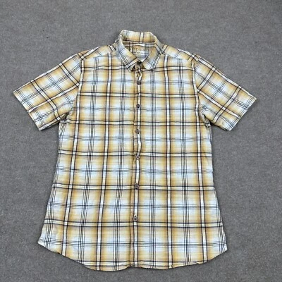 Topman Men's Shirt Size M Yellow Button Down Short Sleeve Plaid Collared Preppy - Image 1 of 4