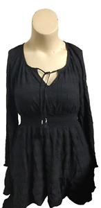 IDYLLWIND Miranda Lambert Women Black Boho Flair Dress Lined Pockets size M #GA3 - Picture 1 of 9