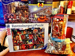 5 PUZZLES -1 RAVENSBURGER, 2 DISNEY KINCAIDE NEW, 1 PUZZLERZ NEW, 1 MYSTERY NEW - Picture 1 of 19