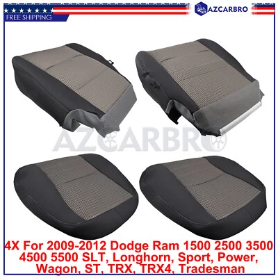 4 серых тканевых чехла на сиденье водителя и пассажира для Dodge Ram 4500 TRX, TRX4 2009-2012 годов выпуска - Изображение 1 из 4
