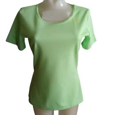 Camiseta mediana vintage años 80 verde lima puntada única poliéster Kama Lee Foto 1 de 4