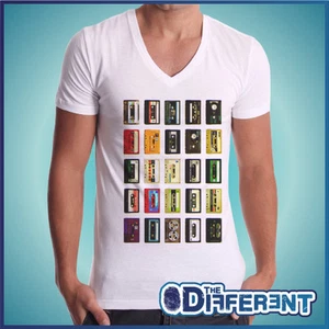 T-SHIRT COLLO V CASSETTE VINTAGE MUSIC THE HAPPINESS IS HAVE MY T-SHIRT NEW - Picture 1 of 1