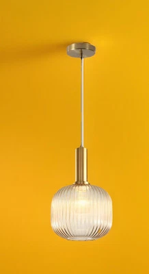 Lámpara colgante globo vidrio ámbar único KCO Lighting moderna de mediados de siglo Foto 1 de 4