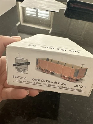 Foothill Model Works On30 20' Coal Car Kit With Trucks FMW-2330 complete NIOB - Image 1 of 4