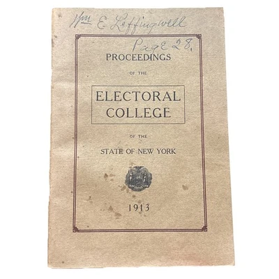 Libro de Electores Woodrow Wilson 1913 del Colegio Electoral de Nueva York Foto 1 de 4