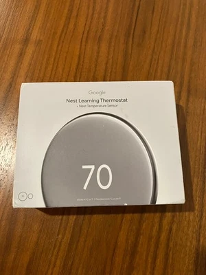 Google Nest Learning Thermostat 4th Generation (Silver) w/sensor - Image 1 of 3