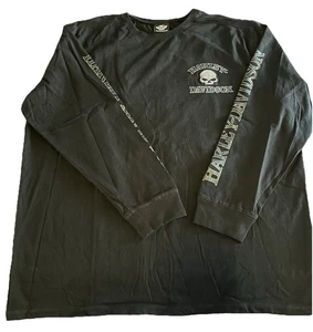 Harley Davidson Motorcycles Long sleeve Embroidered Skull Tshirt Black 2XL - Bild 1 von 6