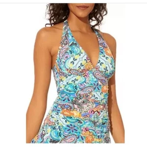 Bleu Rod Beattie Multicolor Paisley Tankini Swim Top size 6 - Picture 1 of 9